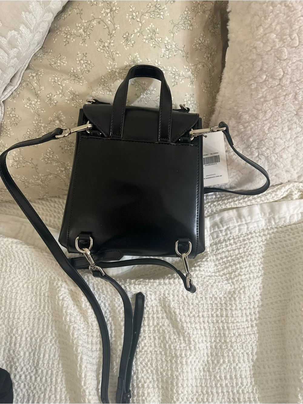 Black Leather Mini Backpack